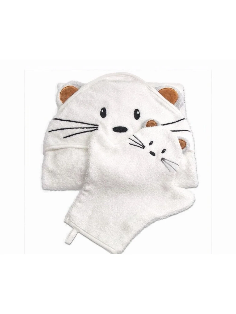 Baby Hooded Towel And Mitten Set